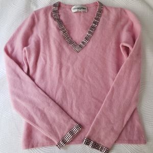 Bloomingdales Pink Cashmere Swwater with Rhinestones  - size small